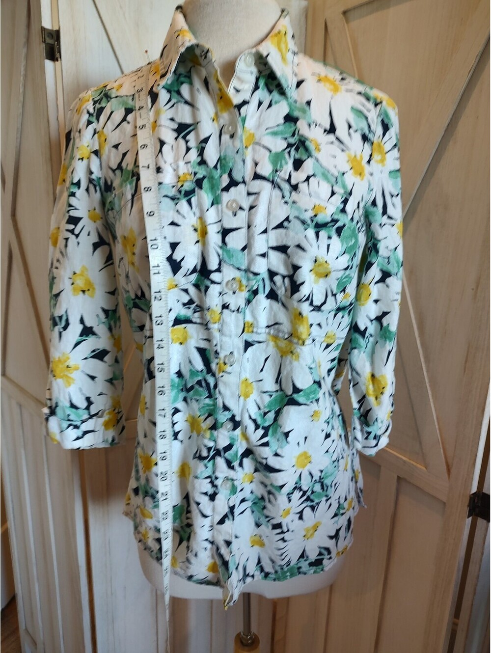 Jones New York Sport Women's Linen Floral Button-Up Shirt Size S #cottagecore